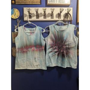 Mod Bod Tank Tops Custom Tie Dyed OOAK Set of 2 Women's XL